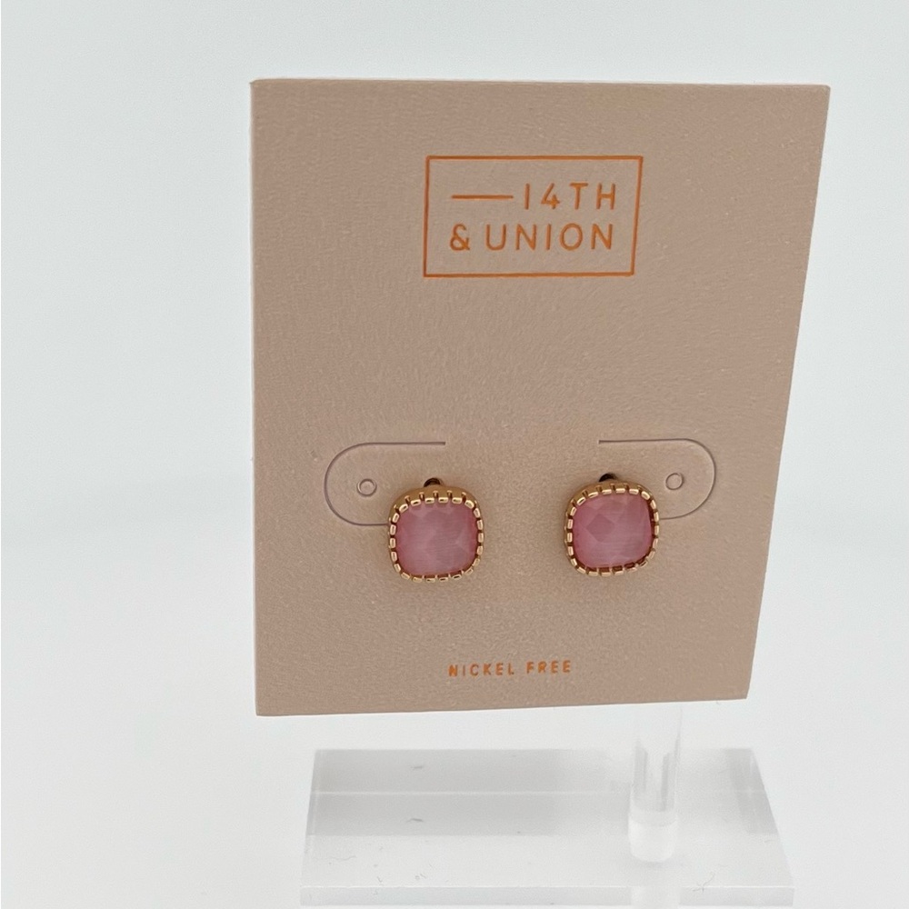 Nordstrom Pink Stud Earrings with Gold-Tone Setting
